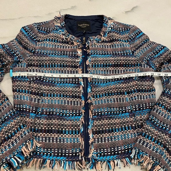 Juicy Couture Jacket Size 8 Blue Pink Tweed - Picture 6 of 12